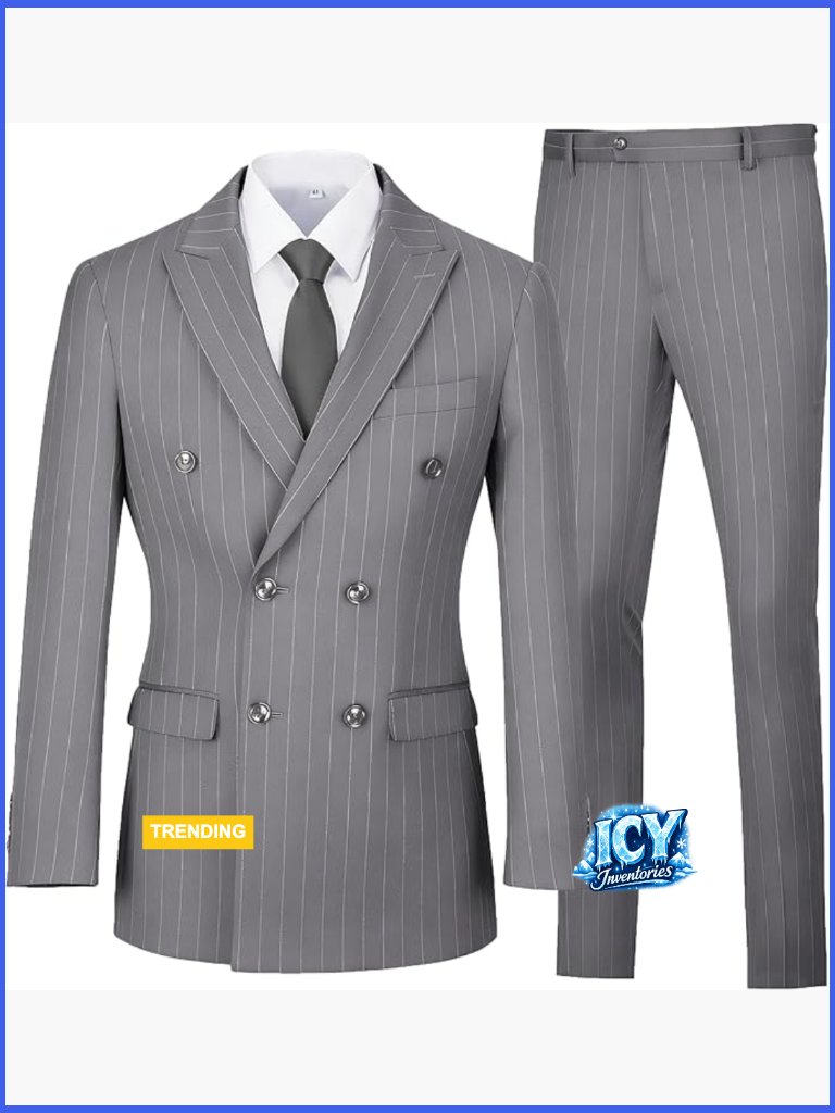 Double Breasted 3 Piece Tuxedo Suit Set Polyester Viscose Slim Fit